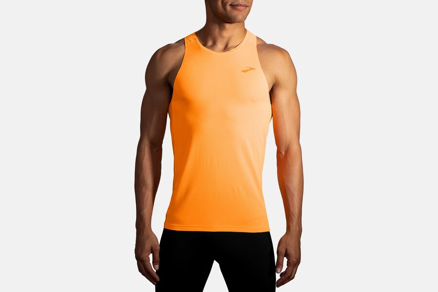 Mens Brooks Atmosphere Singlet Tops Fluoro Orange | 743192-QVZ